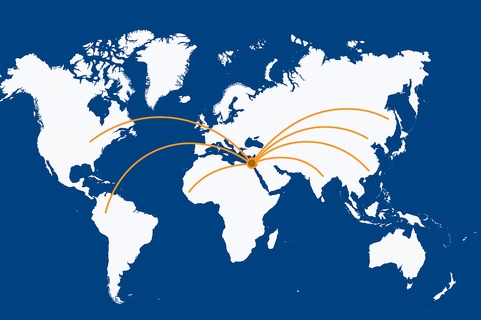 World map with global reach
